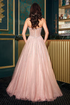 Ball Gown Tulle Strapless Beaded Prom Gown Elegant Designer