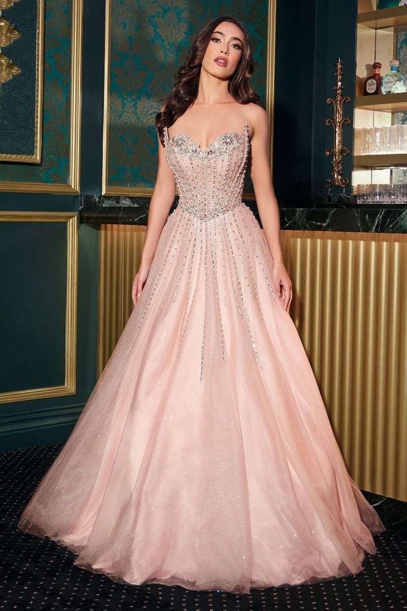 Ball Gown Tulle Strapless Beaded Prom Gown Elegant Designer