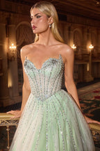 Ball Gown Tulle Strapless Beaded Prom Gown Elegant Designer
