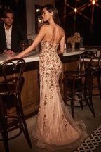 Strapless Sequin Embellished Fitted Dress