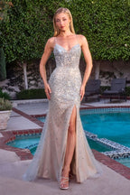 Crystal Embellished Fit & Flare Dress