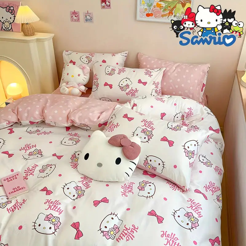 Komplet pościeli Sanrio Hello Kitty Różowy Komplet Czteroczęściowy dla dziewczynki