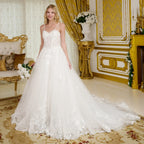 Spaghetti Straps, Sweetheart Neckline Bodice A-Line Wedding Gown