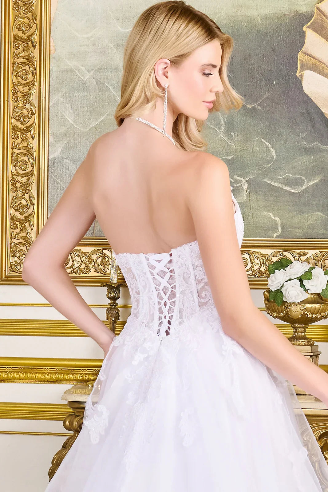 A-Line Wedding Dress With Embroidery, Sparkling Sequins, Strapless