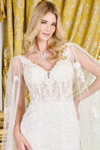 Trumpet-Style Wedding Gown, Intricate Appliqués, Sparkling Beads, Sequins, And Embroidery