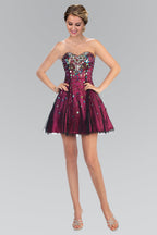 Strapless Sweetheart Short Dress with Sparkling Sequin