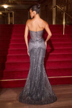 Fitted Dress Sweetheart Neckline Crystal Beaded Sheer Corset Bodice Sculpted Silhouette
