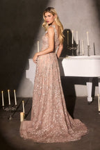 A-Line Gown the One-Shoulder Neckline Three-Dimensional Floral Appliqué