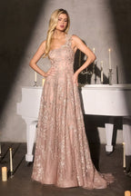 A-Line Gown the One-Shoulder Neckline Three-Dimensional Floral Appliqué