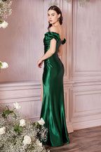 Isabella Satin Off-Shoulder Gown