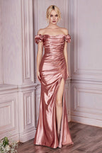 Isabella Satin Off-Shoulder Gown