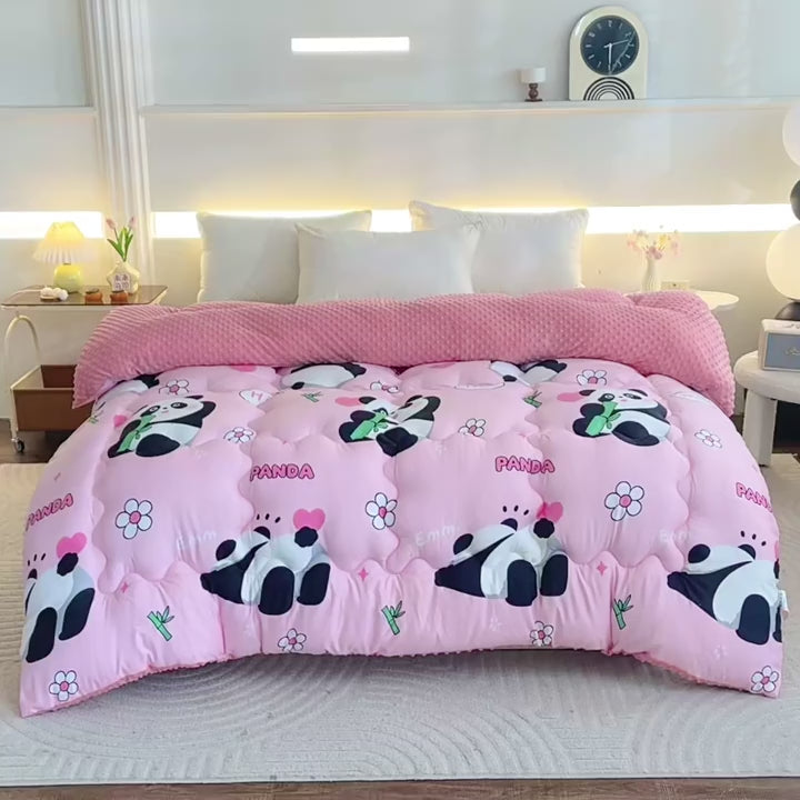 Komplet Pościeli z Panda i Kwiatami 3 części