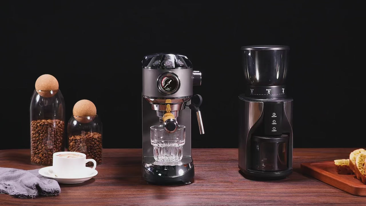 Ekspres do kawy BioloMix 20 Bar półautomatyczny z dyszą spieniającą do mleka do espresso, cappuccino, latte, mokki i specjalnych napojów kawowych