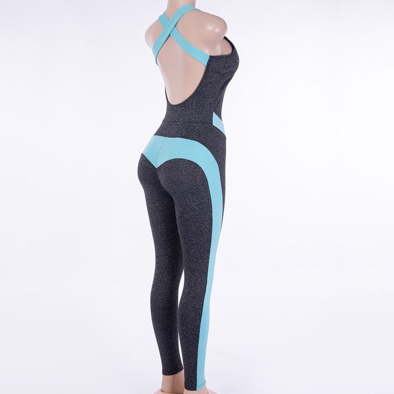 Women Suit Female Yoga One piece Jumpsuits Running Clothes-3