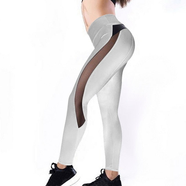 Full Length Workout Leggings With Pocket Women High Waist Mesh Patchwork Yoga Pants Fitness Gym Exercise Sport Pants-9