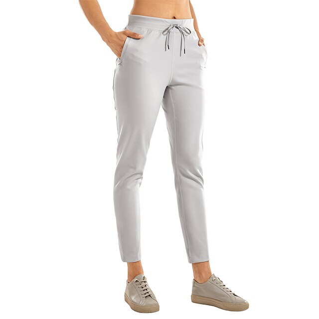 Women's Stretch Casual Pants Drawstring Jogger Travel Lounge Sweatpants with Zipper Pockets-3