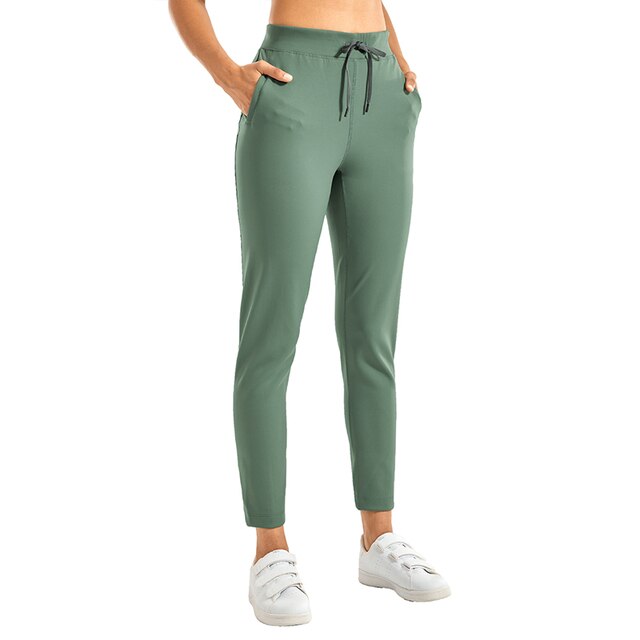 Women's Stretch Casual Pants Drawstring Jogger Travel Lounge Sweatpants with Zipper Pockets-1