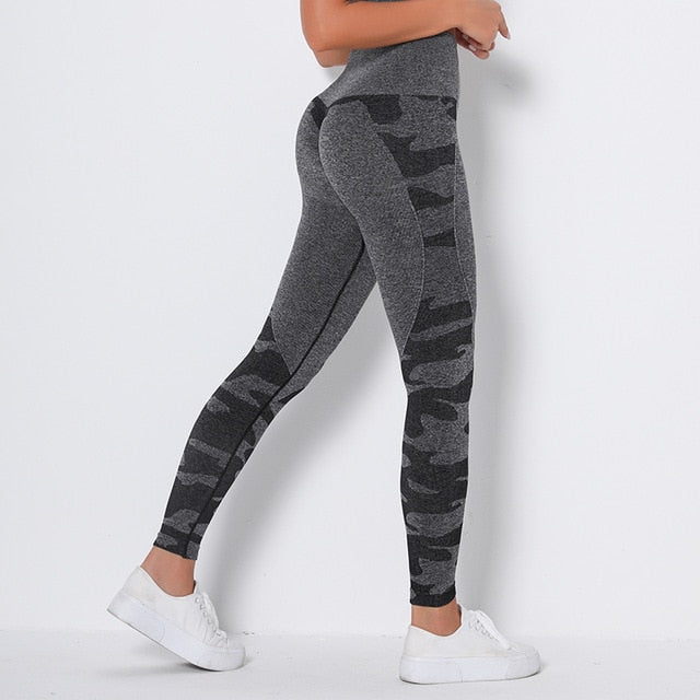 Running Yoga Pants Push Up Sports Leggings Camouflage Fitness Trousers  High Waist Booty Tights Seamless Tummy Control Leggins-7