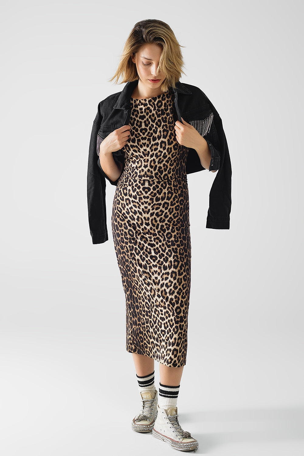 Sleeveless Leopard Print Spandex Dress