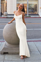 Open Back ITY Evening Gown with Lace Detail