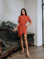 Easygoing Chic Asymmetry Casual Dress With Pockets