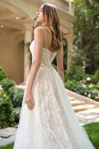 Tulle And Floral Strapless Wedding Ball Gown