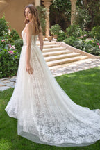 Tulle And Floral Strapless Wedding Ball Gown